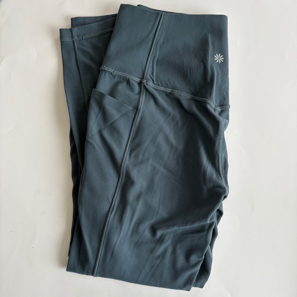 Athleta Women's Small Salutation‎ Stash Tight Leggings Blue Gray High Rise